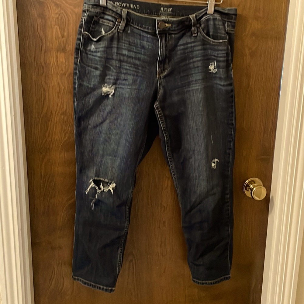 Ana Boyfriend skinny Jean straight leg distressed by manufacturer.